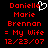 Red pixelated text on black background with a white heart outline above 'Danielle' in the left , repeated across two