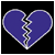 A 3x3 grid of nine distinct animated AIM buddy icons featuring broken hearts, sad faces, weather symbols, and text-based designs with varying color schemes.