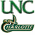 Green and white UNC Charlotte logo variations with text elements, showing pixelated transitions between distinct icon designs.