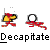 Pixelated static buddy icon featuring two red stick figures with yellow and white heads against a gray background, below which is the word "Decapitate" in pixelated text.