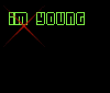 Animated sequence of green text phrases and band images with red X overlays on black backgrounds.