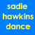 A static image of a blue background with yellow text arranged in three columns and one row, plus a gray rectangle at the bottom right corner.
