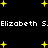 Black background with yellow star shapes scattered across, two lines of white text reading "Elizabeth S.Elizabeth S." repeated.