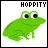 Animated green frog with large black eyes and a smiling expression, shown in multiple poses including sitting, hopping, and partial limbs against white backgrounds.