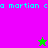 A split-screen animation shows a green star on purple background and pink star on green background, with cyan text reading "a martian ca" across both sections.