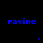 Blue text 'ravine' repeated three times per on black background with animated blue symbols changing