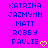 A static image displays a of five names in blue pixelated text on a bright pink background, with yellow heart symbols next to the last name
