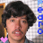 Animated contact sheet showing five sequential frames of a pixelated character with curly hair, mustache, and blue shirt against checkered background with vertical "PRO" text and pink hearts.