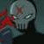 A four- shows a stylized skull with red accents and changing letters at the bottom of each