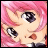 Pixelated anime-style icon shows pink-haired character with large eyes and open mouth on left, black background with white text on right.