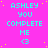 Cyan text on bright pink background with yellow dots, repeating 'ASHLEY YOU COMPLETE ME <3' in four , with a gray rectangle in the bottom-right corner