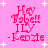 Pink background with white stars and red text reading "Hey Babell ILY -Kenzie" in four identical
