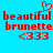 Red pixelated text on cyan background with heart symbol above 'beautiful brunette <333' in two identical side-by-side sections.