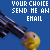 Pixelated image with blue background showing a duck head and gun, text reads 'YOUR CHOICE SEND ME AN EMAIL' on left and 'OR SAY GOOD-BYE TO THE DUCK' on right.