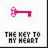 A pixelated pink key icon above text reading THE KEY TO MY HEART, with additional pink text below stating ALWAYS YOURS<3 on a white background.