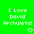 Green background with white pixelated text reading "I Love David Archuleta!" and two pixelated hearts below the text.