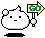 Two pixelated white creatures with black eyes and mouths hold yellow signs with blue 'GO' text against a gray background.