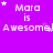 Purple background with repeated white text 'Mara is Awesome!' and small white stars, each star positioned differently