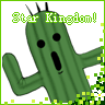 A 96x96 pixel animated buddy icon featuring a green cactus character with black eyes and mouth, displayed in two sequential frames showing slight pose differences against a white background with green pixelated border effects.