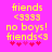 Pixelated text and symbols on a bright pink background with yellow and red accents.