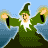 Animated contact sheet of a wizard character in green robe performing spellcasting gestures with yellow magical effects across multiple frames.