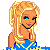 Pixel art cheerleader icon with blue/yellow pom-poms and text elements in a 3x2 contact sheet layout showing animation frames.