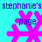 Four identical pixelated pink snowflakes on cyan background with blue text reading "stephanie's page" overlaid on each snowflake.