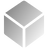 A pixelated gray cube with visible edges and shading on a light gray background.