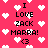 Pixelated pink background with white hearts and repeated text "I LOVE ZACK MARRA! <3" in black block letters.