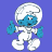 A 48x48 pixel animated buddy icon featuring a Smurf character on the left and green text on the right, displayed as a contact sheet with two frames.