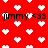 Red background with white pixelated hearts and repeated black text 'jimmy <33' in a pattern