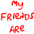 Red pixelated text on white background arranged in four lines with slight variations between two sampled frames.
