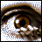 A 48x48 pixel animated contact sheet showing three frames of a buddy icon featuring an eye close-up, partial face, and text "THE EYE" on black background.