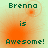 Green text reading 'Brenna is Awesome!' on a light green background with orange pixelated blurs, animated by shifting blur positions.