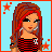 Animated contact sheet of a pixel-art character with red-brown hair and striped top, showing facial expressions and text phrases on light blue background with orange stars.