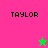 Pixelated image with four quadrants displaying 'TAYLOR' text and star symbols on pink, green, and olive backgrounds.