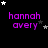 Purple text 'hannah avery' on black background with white and gray stars in various positions