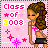 Pixel art contact sheet of four animated frames showing a female character in pink bikini top and black shorts against pink background with "Class of 2008" text and star/sparkle decorations.