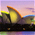 Pixelated image of Sydney Opera House with green text 'Original Icons .com' on dark background.