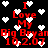 Red text on black background with white pixel hearts, displaying "I Love My Big Bryan 10.2.07" in a repeating pattern.