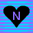 A 48x48 pixel animated buddy icon featuring two heart shapes with the letter N, displayed in a contact sheet layout showing left and right frames of an animation.