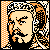 Pixelated 50x50 static buddy icon featuring a stylized face with orange and black accents on a checkered background, rendered in low-resolution pixel art style.