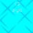 Pixelated cyan background with repeating diamond pattern and four identical text clusters reading "<3 syd" in white