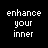 Black background with green and white text displaying 'DORK' repeated, 'enhance your inner', 'and enjoy it', 'cuz life is too short', and 'to be cool' in various styles.