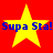 Four yellow stars on red background with blue text "Supa Sta!" repeated across two