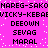 Pixelated text repeats across a bright pink background with scattered white dots, forming two identical vertical of words