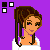 Pixel art contact sheet showing four frames of an animated icon featuring a cartoon woman with brown hair in white top and gray pants against purple background, with text "YOU KNOW YOU ME" and pink heart.