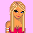 Pixel art contact sheet showing three frames of a cartoon character in red outfit with pink background and "2 Hot 2" text.