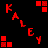 Red pixelated text spelling 'KALLEY' on black background with four red square blocks at corners.