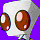 A contact sheet of 11 animated frames showing a white robot character with large brown eyes against a purple background, arranged in a 4x3 grid with one frame missing.